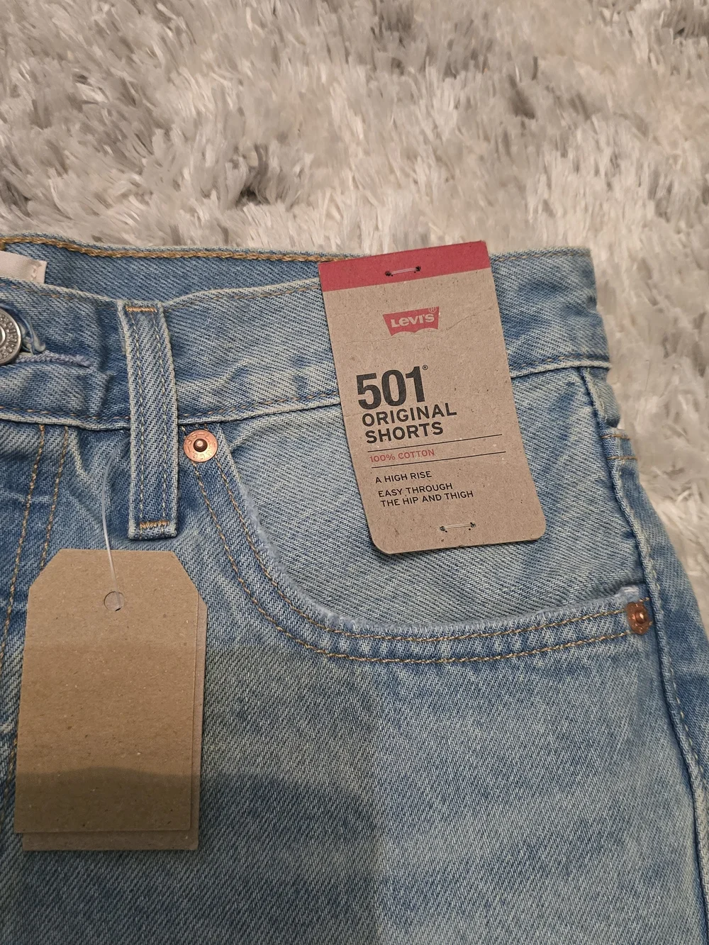Levi's 501 High-Rise Distressed Denim Shorts - Light Blue
